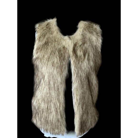 GLAMSIA Jackets & Blazers - GLAMSIA LADIES SLEEVELESS BROWN HOOK  EYE LINED FAUX FUR VEST EUC M